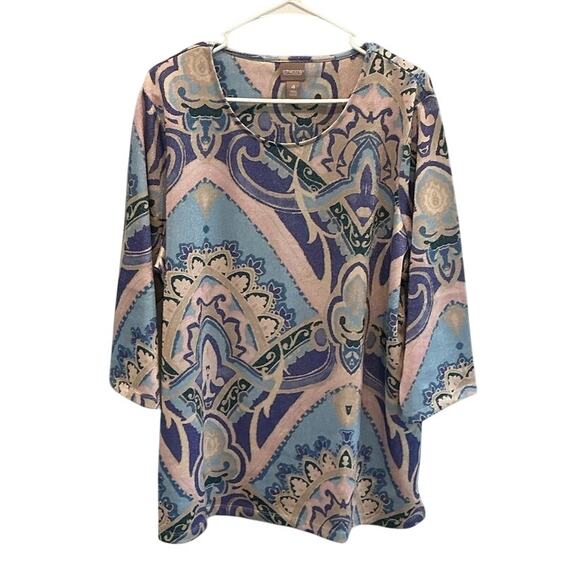 Chico's Tops - Chicos Womens Lightweight Knit Tunic Top Blue Pink Office Summer Size 4 XXL 2X
